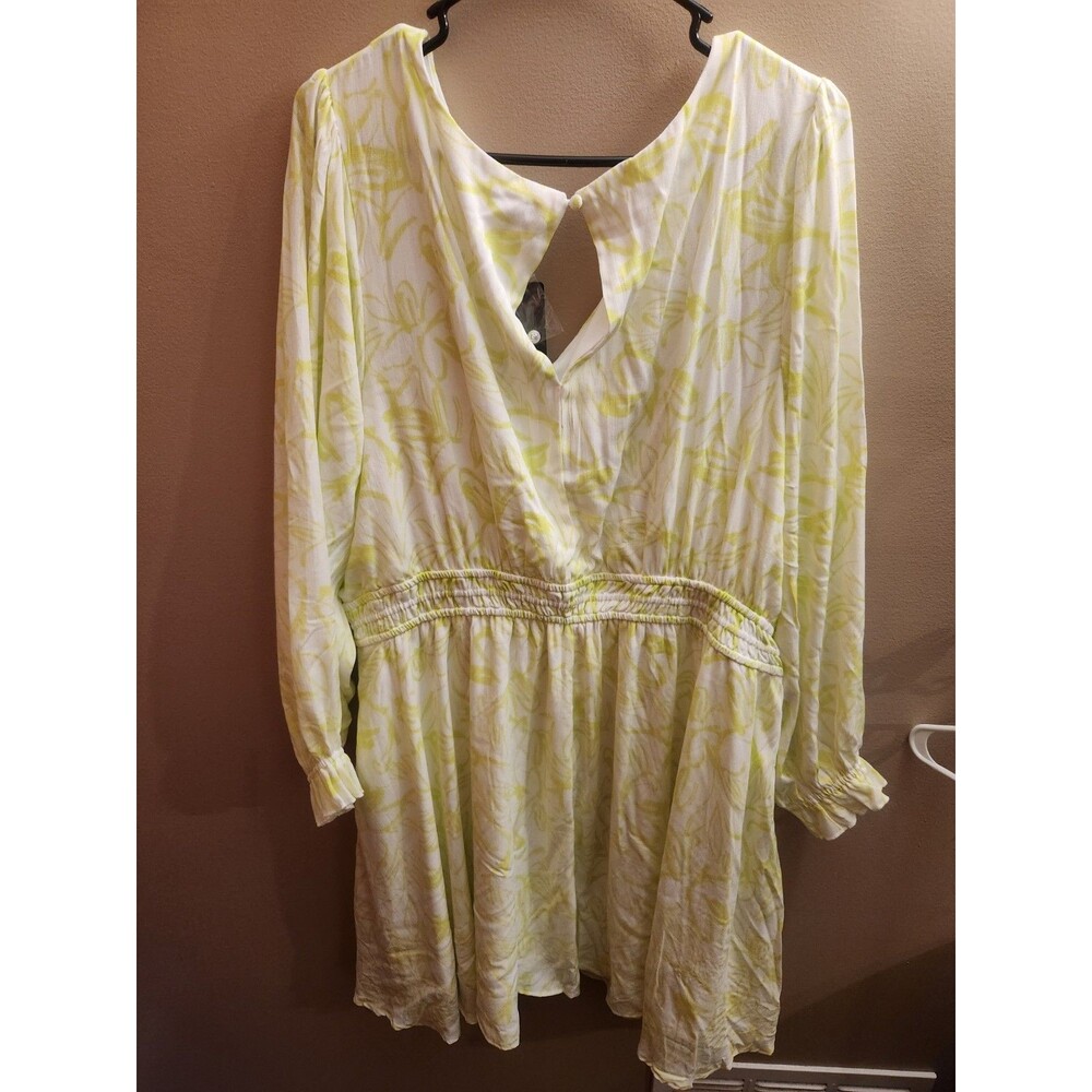 Torrid Mini Wash Gauze Wide Waist Skater Dress Lime White Floral Size 4X 26 NWT - Picture 5 of 5